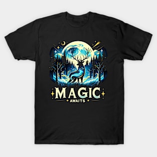 Magic Awaits - Magical Stag in the Night T-Shirt